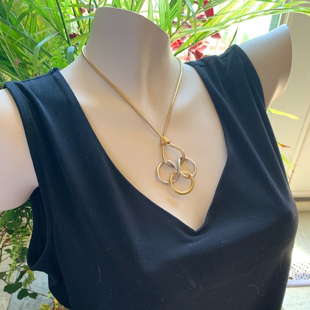 2 TONE NECKLACE | Mixed Metal Interwoven Necklace